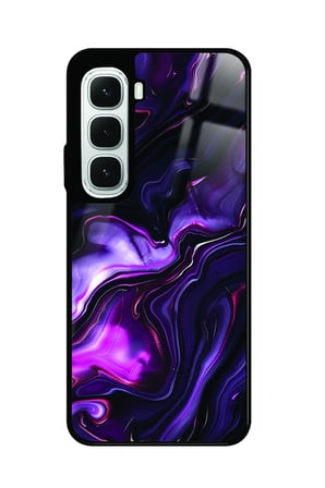Infinix Hot 60İ Uyumlu Mor Mermer Tasarımlı Parlak Silikon Kılıf