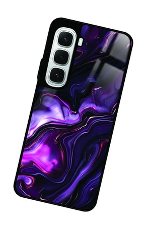Infinix Hot 60İ Uyumlu Mor Mermer Tasarımlı Parlak Silikon Kılıf