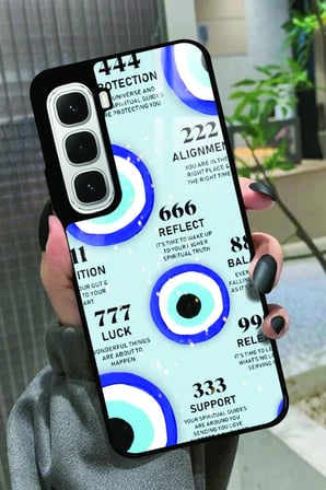 Infinix Hot 60İ Uyumlu Motivasyonlu Nazar Boncuğu Tasarımlı Parlak Silikon Kılıf