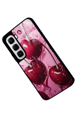 Infinix Hot 60İ Uyumlu Kiraz Tasarımlı Parlak Silikon Kılıf