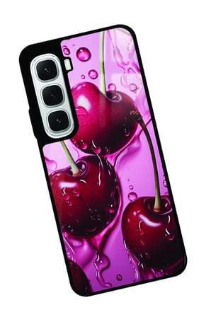Infinix Hot 60İ Uyumlu Kiraz Tasarımlı Parlak Silikon Kılıf