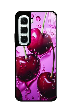Infinix Hot 60İ Uyumlu Kiraz Tasarımlı Parlak Silikon Kılıf