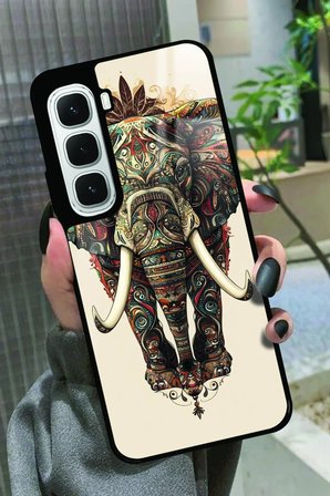 Infinix Hot 60İ Uyumlu Fil Tasarımlı Parlak Silikon Kılıf