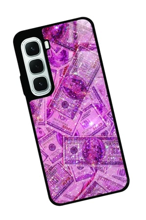 Infinix Hot 60İ Uyumlu Pembe Para Tasarımlı Parlak Silikon Kılıf