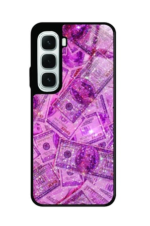 Infinix Hot 60İ Uyumlu Pembe Para Tasarımlı Parlak Silikon Kılıf