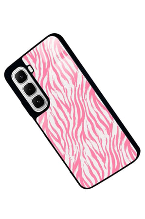 Infinix Hot 60İ Uyumlu Pembe Zebra Tasarımlı Parlak Silikon Kılıf