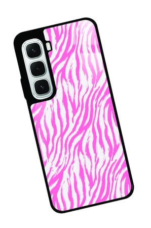 Infinix Hot 60İ Uyumlu Pembe Zebra Tasarımlı Parlak Silikon Kılıf