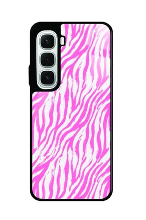Infinix Hot 60İ Uyumlu Pembe Zebra Tasarımlı Parlak Silikon Kılıf