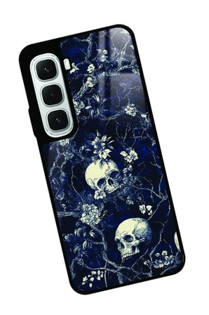 Infinix Hot 60İ Uyumlu Kurukafa Tasarımlı Parlak Silikon Kılıf
