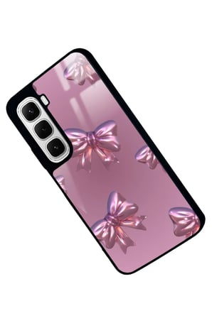 Infinix Hot 60İ Uyumlu Pembe Kurdele Tasarımlı Parlak Silikon Kılıf