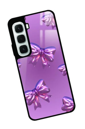 Infinix Hot 60İ Uyumlu Pembe Kurdele Tasarımlı Parlak Silikon Kılıf
