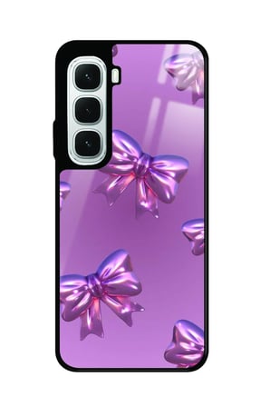 Infinix Hot 60İ Uyumlu Pembe Kurdele Tasarımlı Parlak Silikon Kılıf