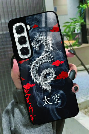 Infinix Hot 60İ Uyumlu Dragon Tasarımlı Parlak Silikon Kılıf