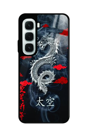Infinix Hot 60İ Uyumlu Dragon Tasarımlı Parlak Silikon Kılıf