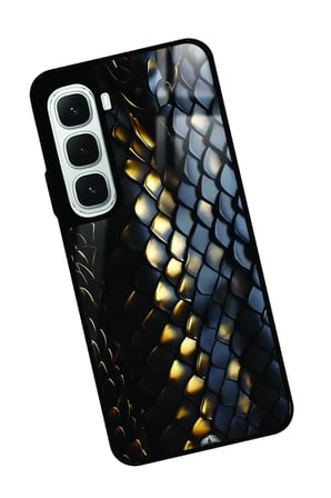 Infinix Hot 60İ Uyumlu Siyah Yılan Derisi Tasarımlı Parlak Silikon Kılıf