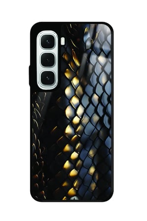 Infinix Hot 60İ Uyumlu Siyah Yılan Derisi Tasarımlı Parlak Silikon Kılıf