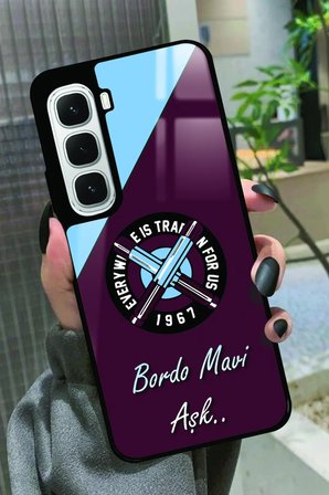 Infinix Hot 60İ Uyumlu Bordo Mavi Aşk Yazılı Parlak Silikon Kılıf