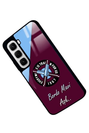 Infinix Hot 60İ Uyumlu Bordo Mavi Aşk Yazılı Parlak Silikon Kılıf