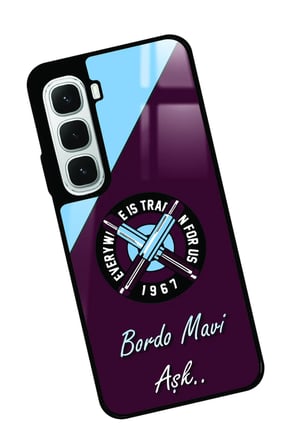 Infinix Hot 60İ Uyumlu Bordo Mavi Aşk Yazılı Parlak Silikon Kılıf