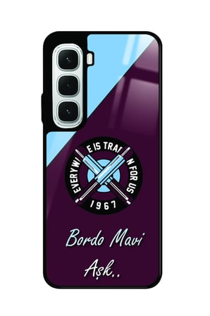 Infinix Hot 60İ Uyumlu Bordo Mavi Aşk Yazılı Parlak Silikon Kılıf