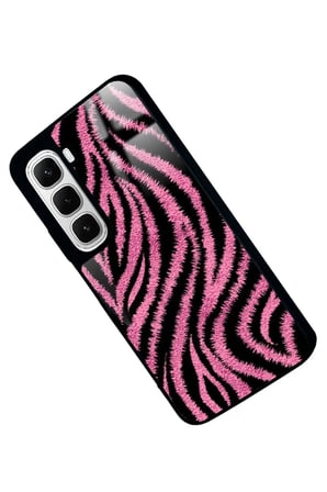 Infinix Hot 60 Uyumlu Pembe Zebra Tasarımlı Parlak Silikon Kılıf