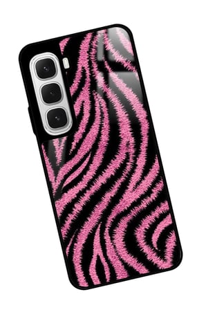 Infinix Hot 60 Uyumlu Pembe Zebra Tasarımlı Parlak Silikon Kılıf
