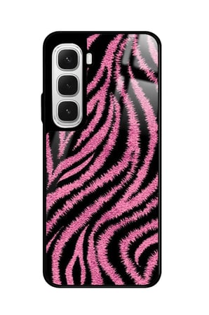 Infinix Hot 60 Uyumlu Pembe Zebra Tasarımlı Parlak Silikon Kılıf