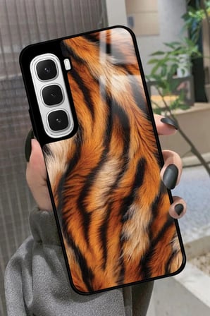 Infinix Hot 60 Uyumlu Sarı Leopar Tasarımlı Parlak Silikon Kılıf
