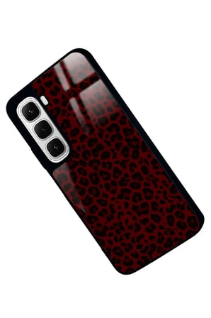 Infinix Hot 60 Uyumlu Bordo Leopar Tasarımlı Parlak Silikon Kılıf