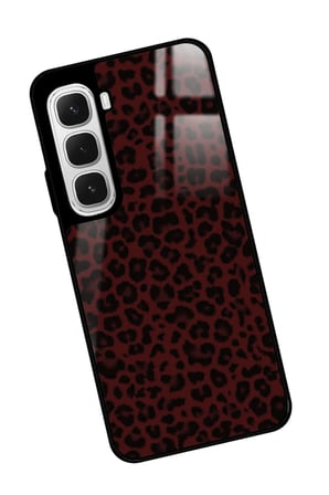 Infinix Hot 60 Uyumlu Bordo Leopar Tasarımlı Parlak Silikon Kılıf