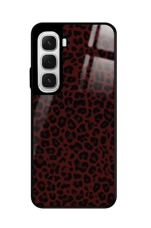 Infinix Hot 60 Uyumlu Bordo Leopar Tasarımlı Parlak Silikon Kılıf