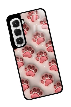Infinix Hot 60 Uyumlu Pembe Kedi Patisi Tasarımlı Parlak Silikon Kılıf