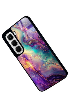 Infinix Hot 60 Uyumlu Karışık Mermer Tasarımlı Parlak Silikon Kılıf