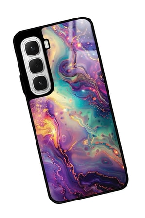 Infinix Hot 60 Uyumlu Karışık Mermer Tasarımlı Parlak Silikon Kılıf