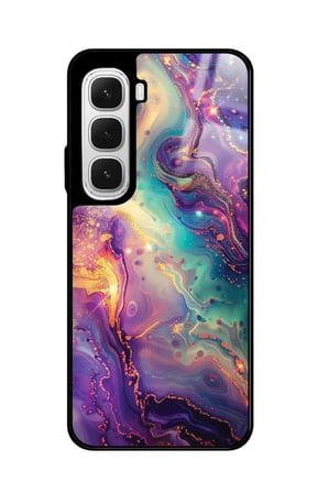 Infinix Hot 60 Uyumlu Karışık Mermer Tasarımlı Parlak Silikon Kılıf
