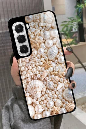 Infinix Hot 60 Uyumlu İnci Tasarımlı Parlak Silikon Kılıf