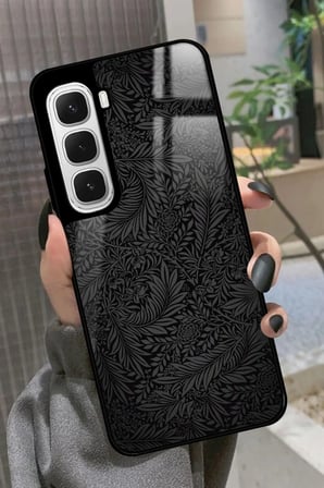 Infinix Hot 60 Uyumlu Siyah Karışık Tasarımlı Parlak Silikon Kılıf