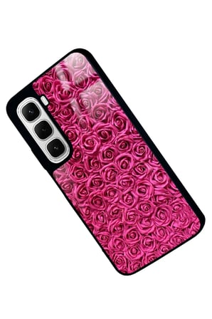 Infinix Hot 60 Uyumlu Pembe Gül Tasarımlı Parlak Silikon Kılıf