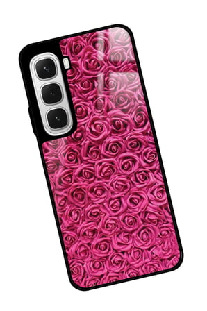Infinix Hot 60 Uyumlu Pembe Gül Tasarımlı Parlak Silikon Kılıf