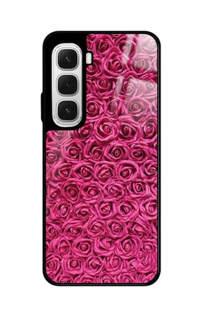 Infinix Hot 60 Uyumlu Pembe Gül Tasarımlı Parlak Silikon Kılıf