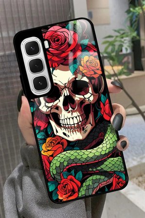 Infinix Hot 60 Uyumlu Kurukafa Posteri Tasarımlı Parlak Silikon Kılıf