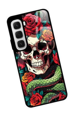Infinix Hot 60 Uyumlu Kurukafa Posteri Tasarımlı Parlak Silikon Kılıf