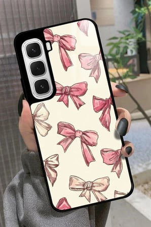 Infinix Hot 60 Uyumlu Pembe Kurdele Tasarımlı Parlak Silikon Kılıf
