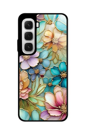 Infinix Hot 60 Uyumlu Karışık Çiçek Tasarımlı Parlak Silikon Kılıf