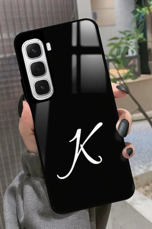 Infinix Hot 60 Uyumlu K Harfi Yazılı Parlak Silikon Kılıf
