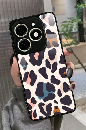 Infınıx Smart 8 Pro Uyumlu Karışık Renkli Leopar Tasarımlı Parlak Silikon Kılıf