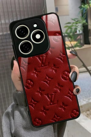 Infınıx Smart 8 Pro Uyumlu Bordo Marka Tasarımlı Parlak Silikon Kılıf
