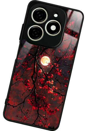 Infınıx Smart 8 Pro Uyumlu Kırmızı Manzara Tasarımlı Parlak Silikon Kılıf