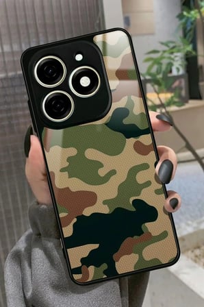 Infınıx Smart 8 Pro Uyumlu Kamuflaj Tasarımlı Parlak Silikon Kılıf