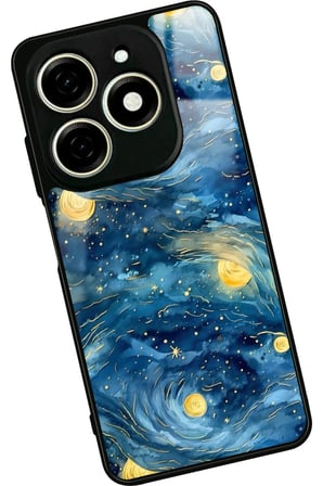 Infınıx Smart 8 Pro Uyumlu Van Gogh Tasarımlı Parlak Silikon Kılıf